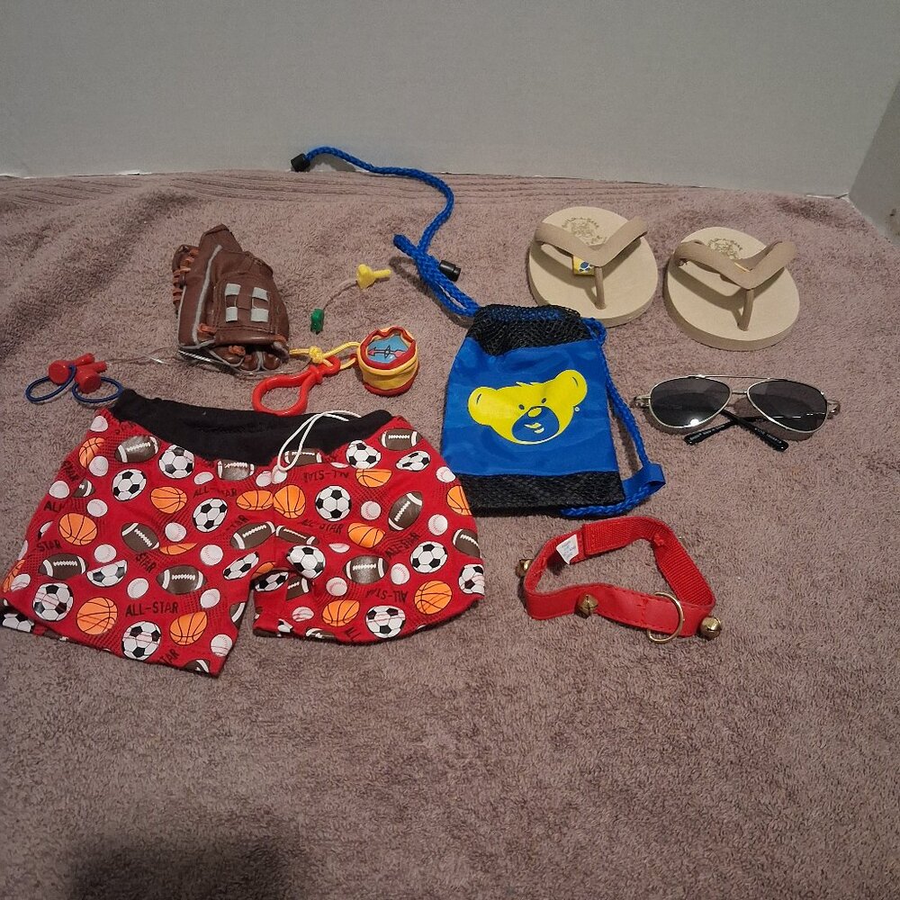 Build a Bear Lot of 8 Accessories, Sandals, and Shorts